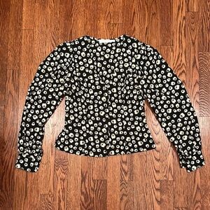 Floral Black and White Women's Top